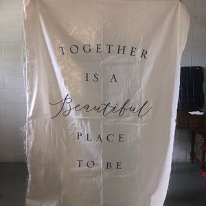 Backdrop for wedding reception. Cloth material.